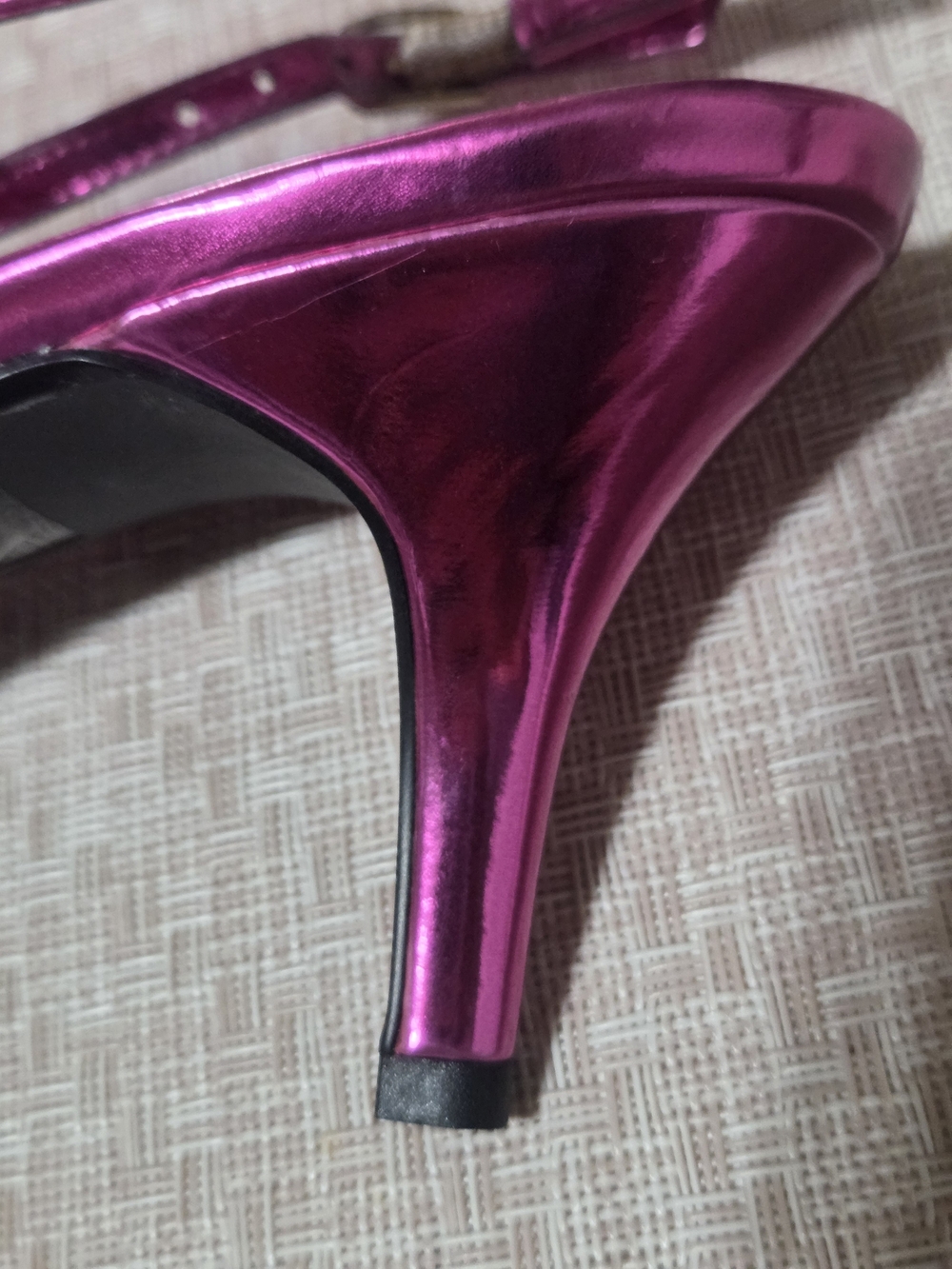 J. Reneé Electra Fuchsia Metallic Rhinestone Pointed Slingback Heels - Picture 5 of 8